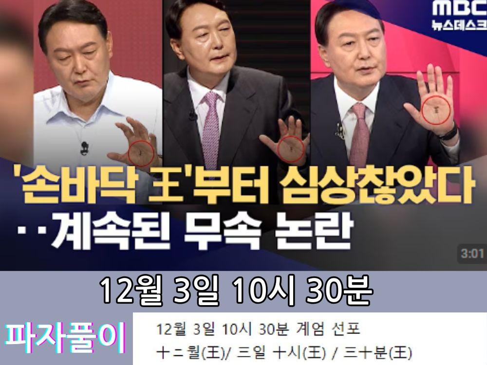 건진법사 영향의 윤석열 대통령 손바닥 왕자 이미지